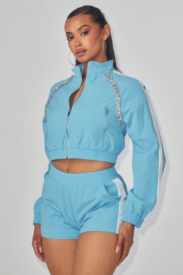 Rhinestone Wind Breaker Two Piece
