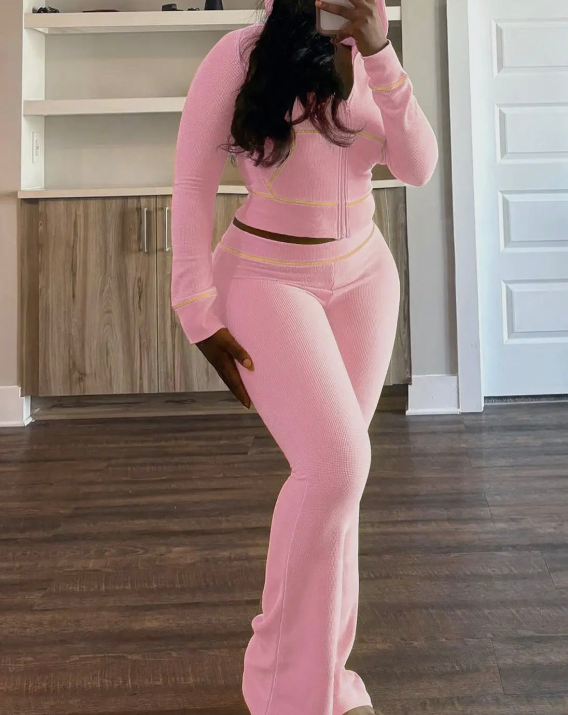 Waffle Hooded Pants Set