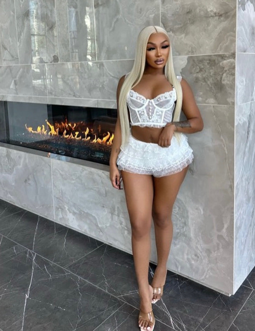 White Ruffle Shorts