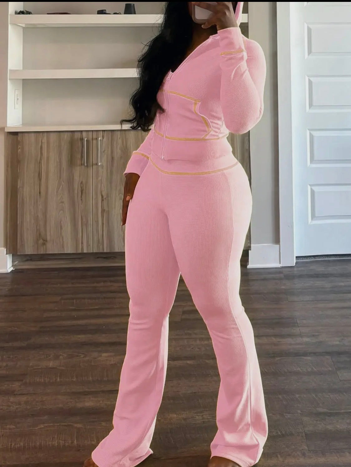 Waffle Hooded Pants Set