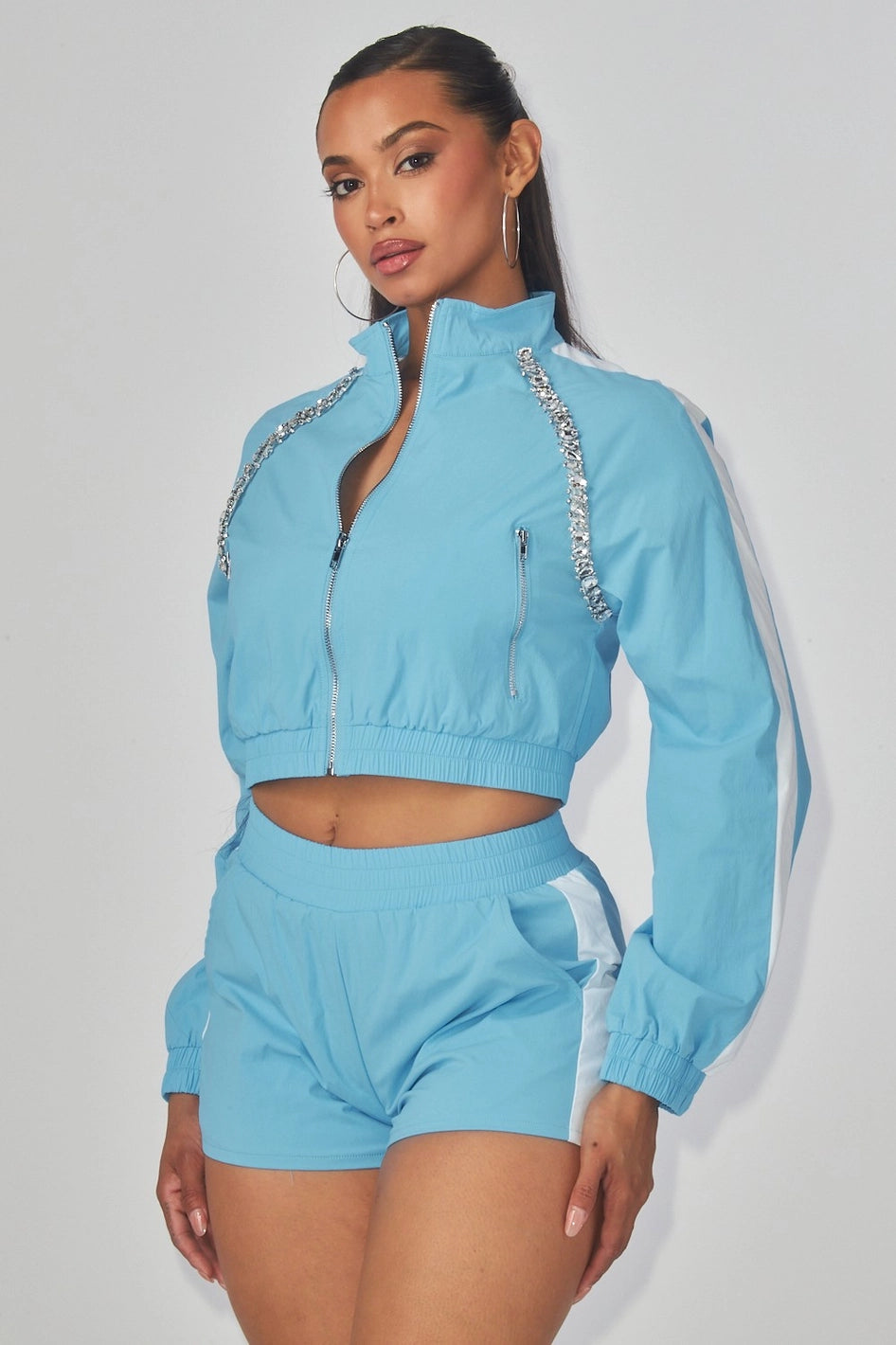 Rhinestone Wind Breaker Two Piece