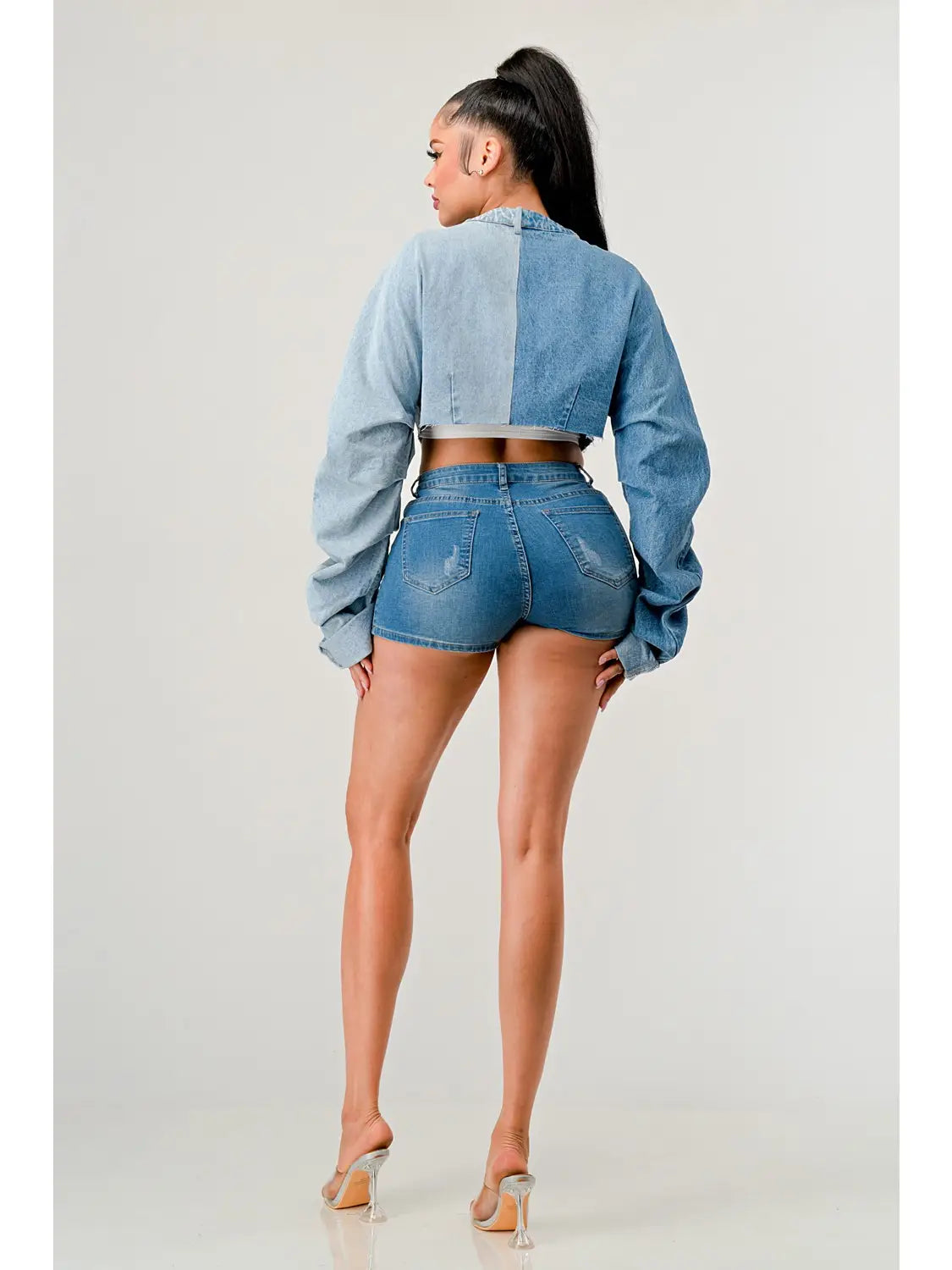 Patched Denim Crop Jacket